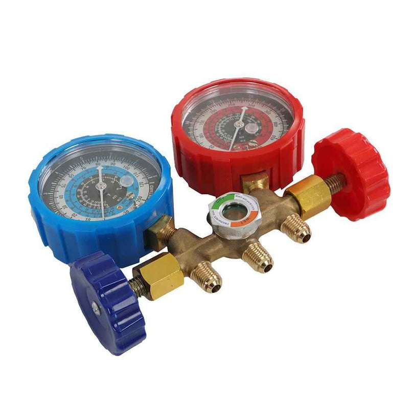 DURAFORCE 1/3HP 4CFM Aluminum Air Vacuum Pump Manifold Gauge Set HVAC AC Refrigerant Kit