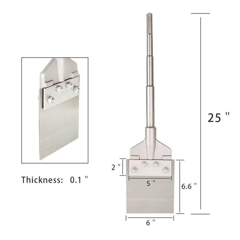 DURAFORCE 6" × 25" Max Floor Scraper 6” Wide Tile Removal Bit And Blade SDS Heavy Duty