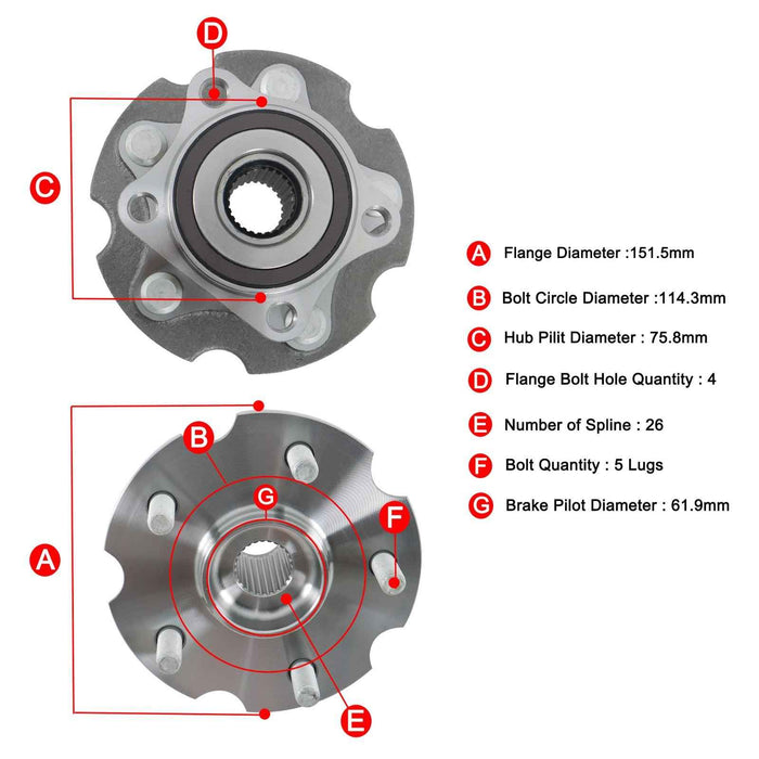 DURAFORCE For Toyota RAV4 2006 07-17 2018 424100R010 2Pcs Rear Wheel Hub Bearing Assembly