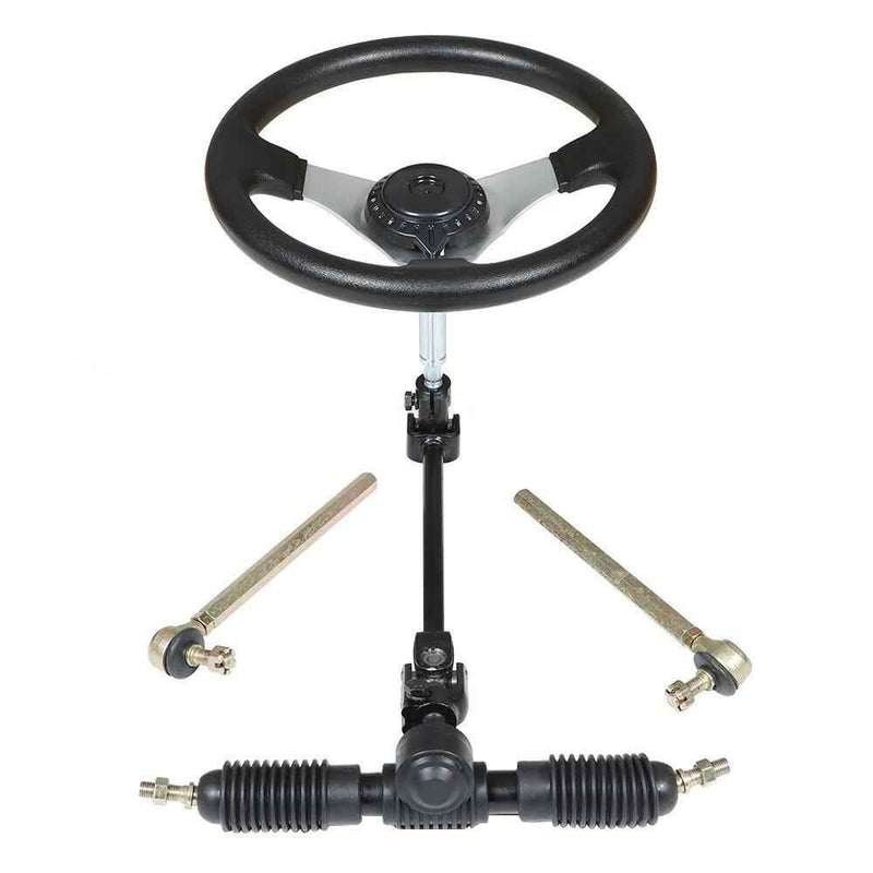 DURAFORCE Go Kart Steering Wheel Steel Kit Gear Rack Pinion Shaft Set Fast 110cc US