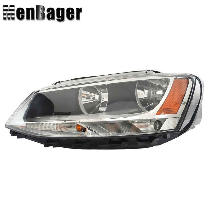 DURAFORCE For 2011-2015-2018 Volkswagen Jetta Haloegn Headlight Black Headlamp Driver Side