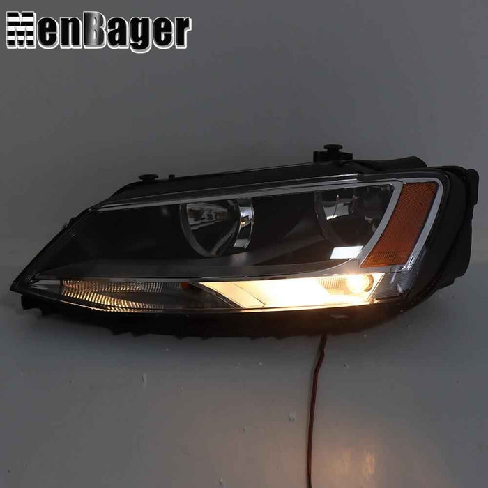 DURAFORCE For 2011-2015-2018 Volkswagen Jetta Haloegn Headlight Black Headlamp Driver Side