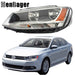 DURAFORCE For 2011-2015-2018 Volkswagen Jetta Haloegn Headlight Black Headlamp Driver Side
