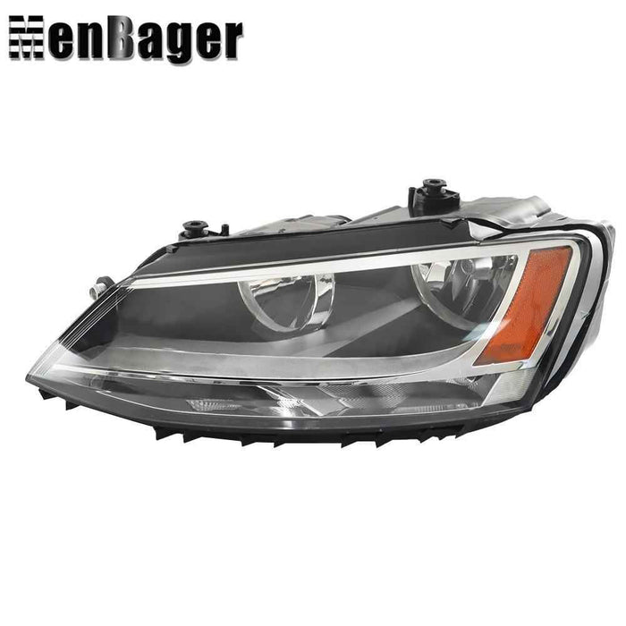 DURAFORCE For 2011-2015-2018 Volkswagen Jetta Haloegn Headlight Black Headlamp Driver Side
