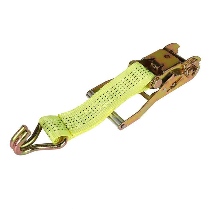 DURAFORCE 2"×15' 5000 lb 6×Ratchet Straps With J Hook Yellow Heavy Duty Tie Downs