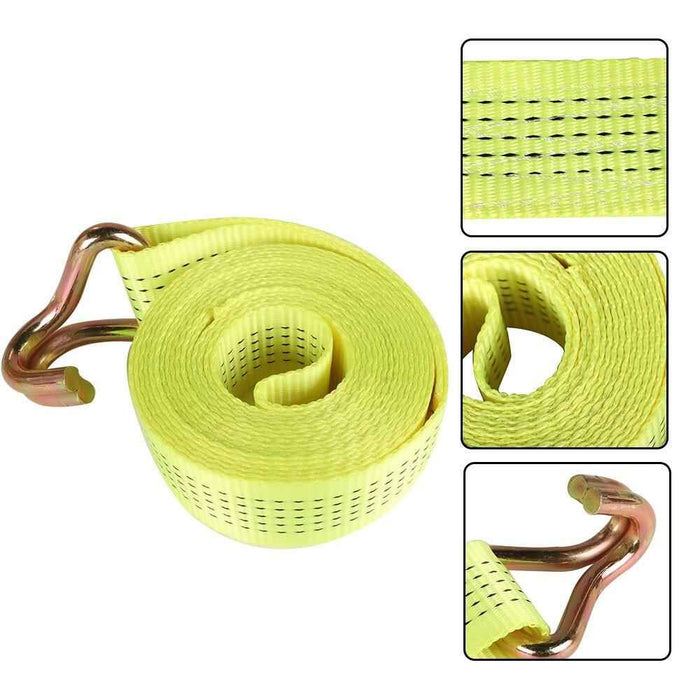 DURAFORCE 2"×15' 5000 lb 6×Ratchet Straps With J Hook Yellow Heavy Duty Tie Downs