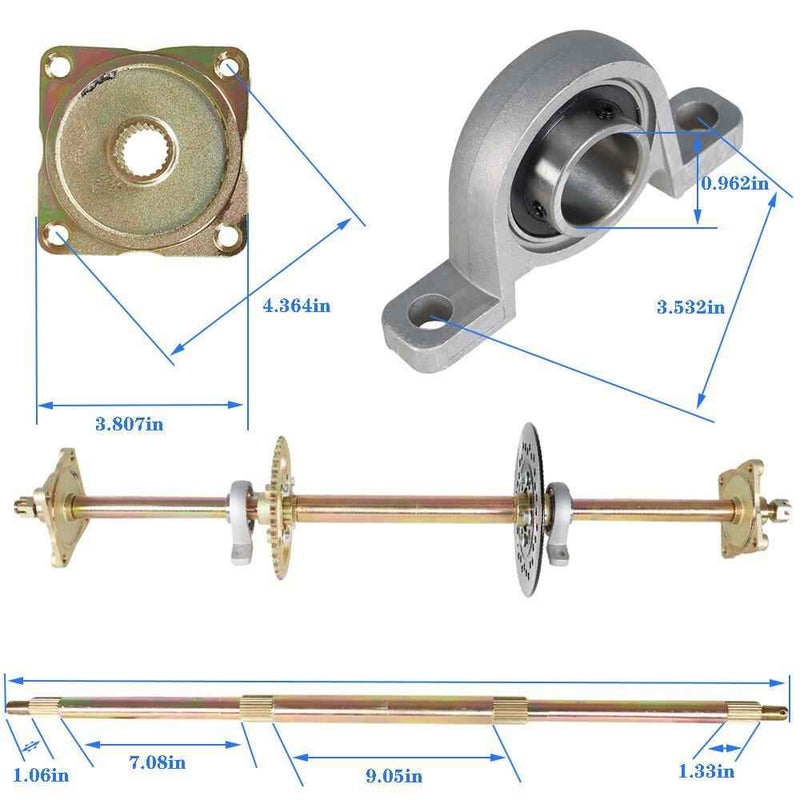 DURAFORCE Go Kart 32" Drift Trikes & Rear Axle Complete Kit Wheel Hub And Brake Assembly
