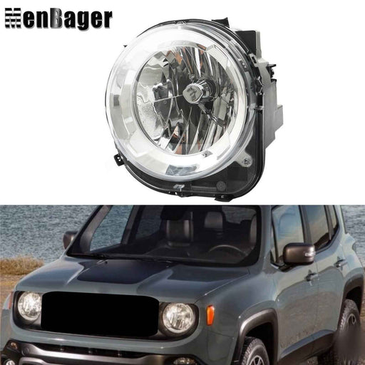 DURAFORCE Projector Headlight Left For Jeep Renegade 2015-2016-18 Halogen Headlamp Chrome