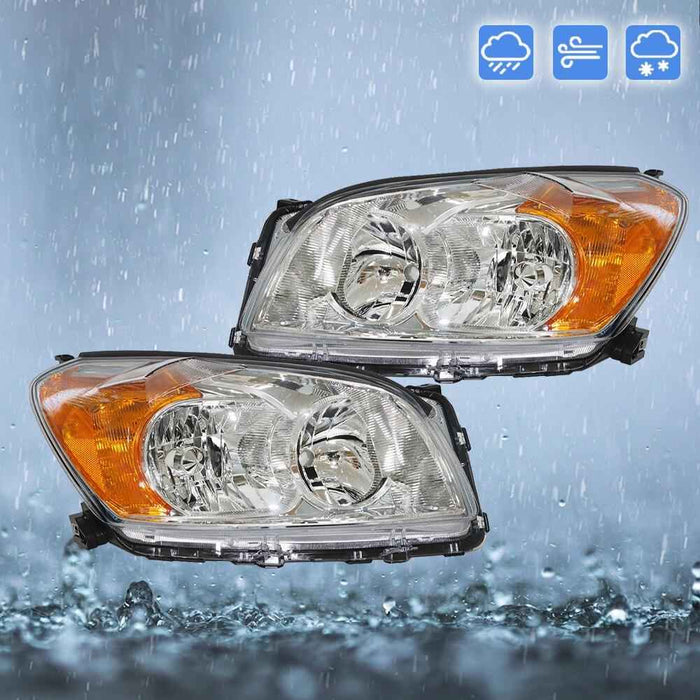DURAFORCE For Toyota RAV4 Base/Limited Sport 2009-12 Headlights Halogen Chrome Left+Right