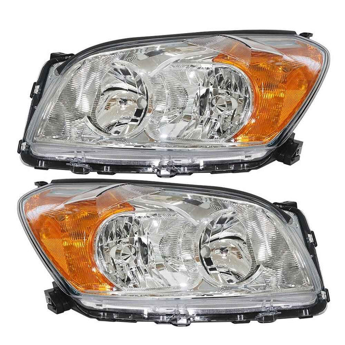 DURAFORCE For Toyota RAV4 Base/Limited Sport 2009-12 Headlights Halogen Chrome Left+Right