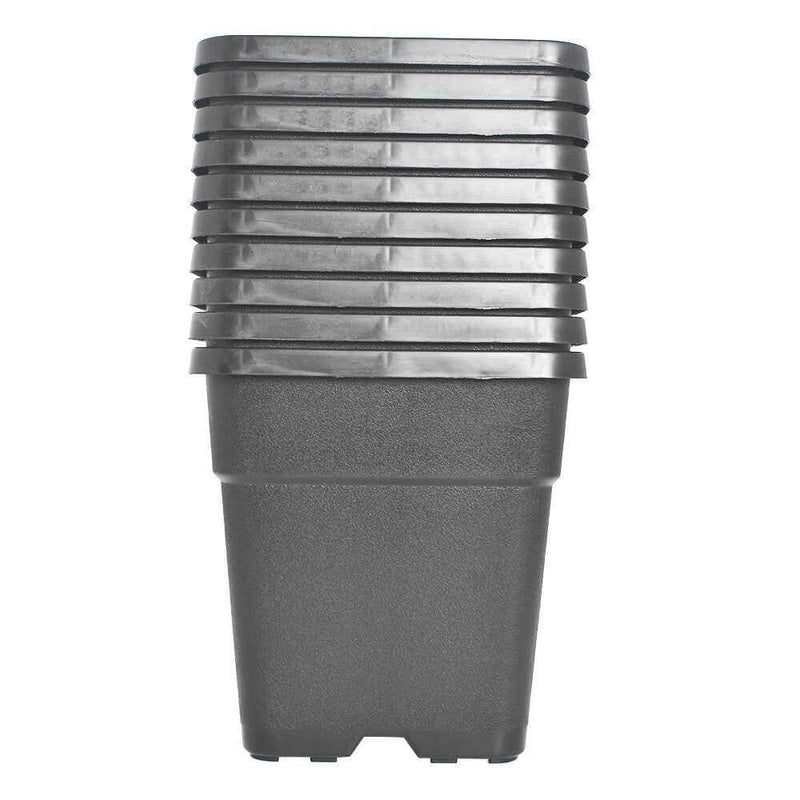 DURAFORCE 10 Pack Square Nursery Cup Garden Plastic 5 Gallon Plant Care Flower Pots