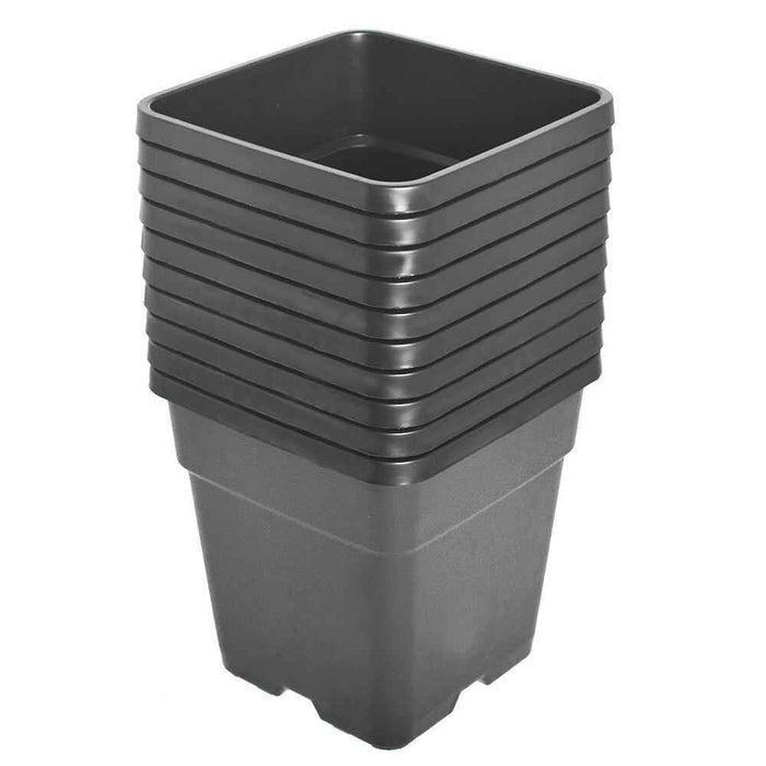 DURAFORCE 10 Pack Square Nursery Cup Garden Plastic 5 Gallon Plant Care Flower Pots
