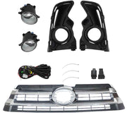 DURAFORCE Front Bumper Upper Grille&Fog Lights Assembly Pair For Toyota Highlander 2017-19
