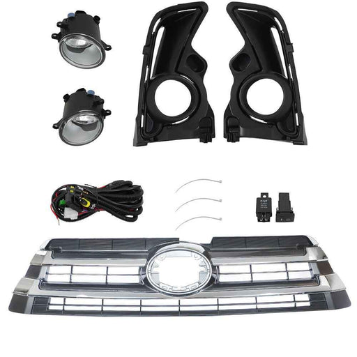 DURAFORCE Front Bumper Upper Grille&Fog Lights Assembly Pair For Toyota Highlander 2017-19