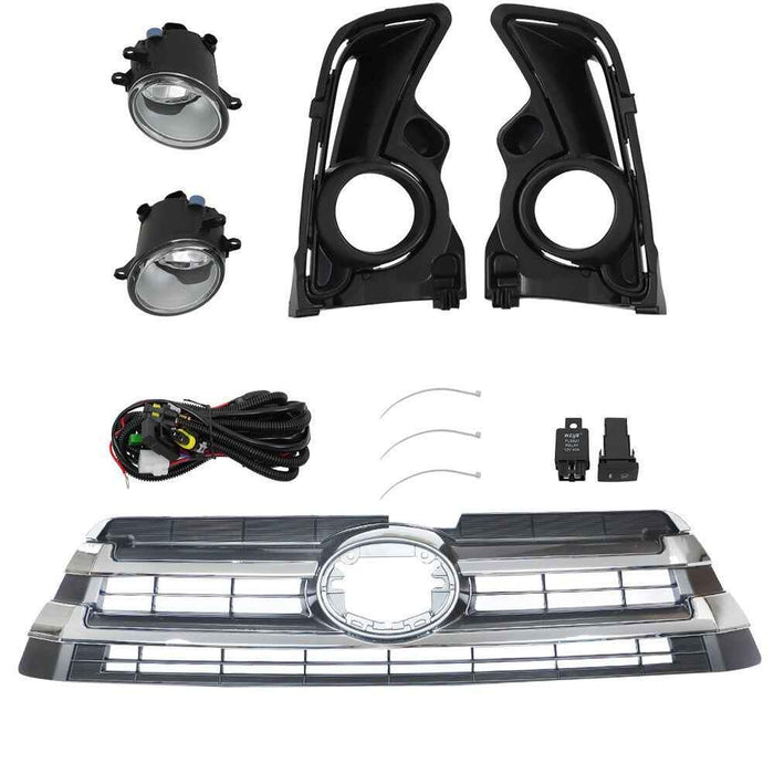 DURAFORCE Front Bumper Upper Grille&Fog Lights Assembly Pair For Toyota Highlander 2017-19