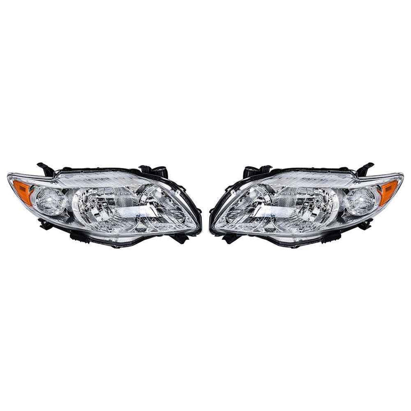 DURAFORCE For 2009-2010 Toyota Corolla LH+RH Headlight Headlamp Clear Lens Halogen Chrome