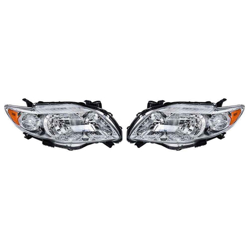 DURAFORCE For 2009-2010 Toyota Corolla LH+RH Headlight Headlamp Clear Lens Halogen Chrome