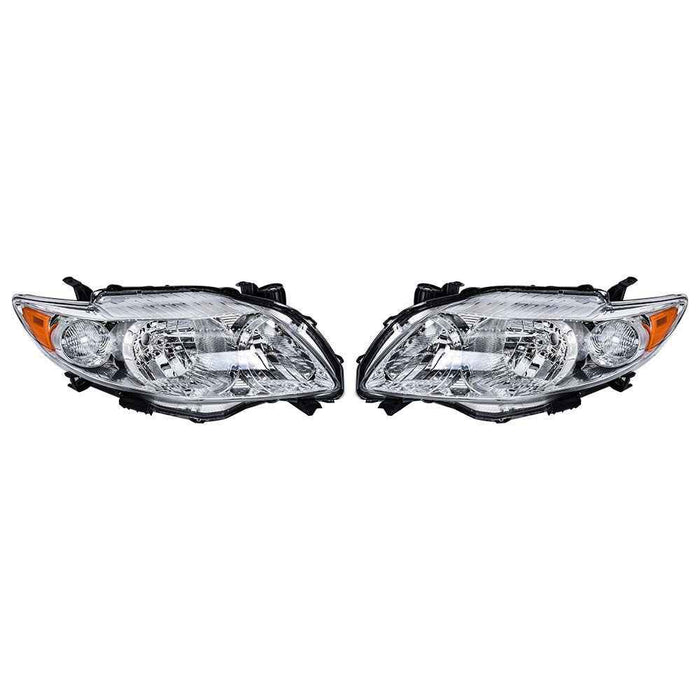 DURAFORCE For 2009-2010 Toyota Corolla LH+RH Headlight Headlamp Clear Lens Halogen Chrome