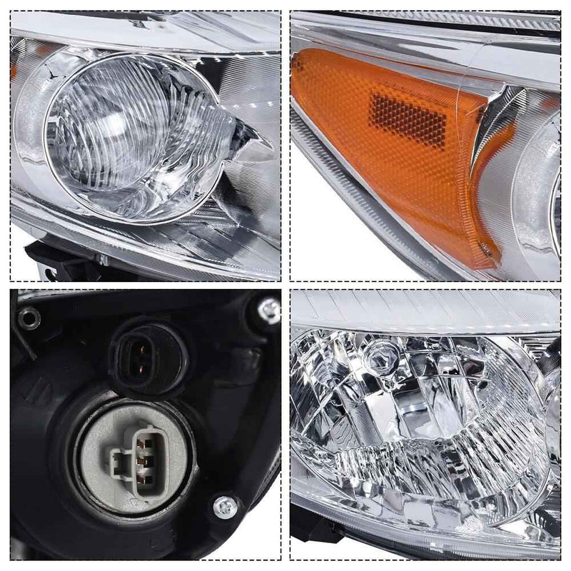 DURAFORCE For 2009-2010 Toyota Corolla LH+RH Headlight Headlamp Clear Lens Halogen Chrome