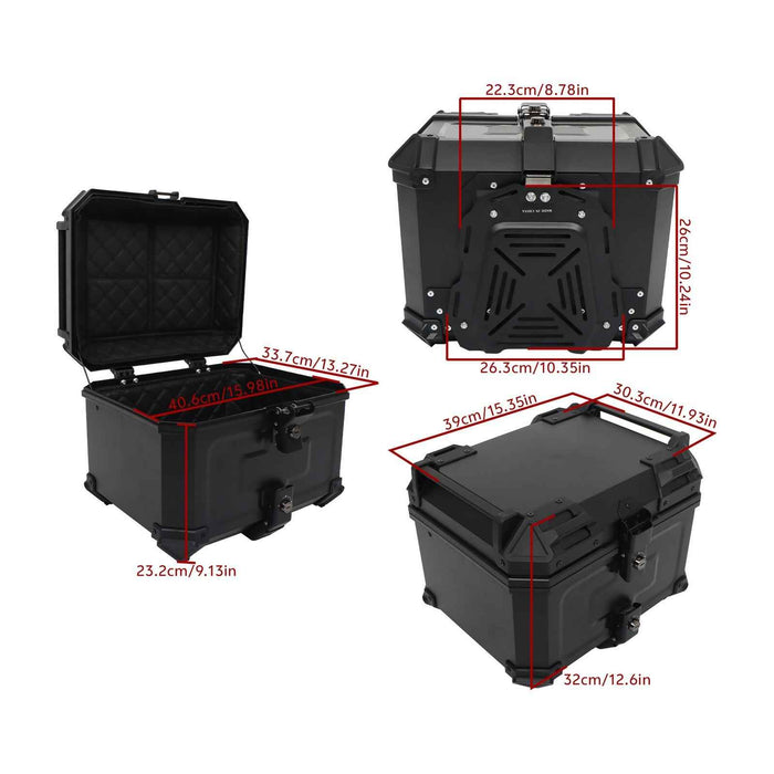 DURAFORCE Motorcycle Luggage Waterproof Tail Box 45L Scooter Trunk Storage Top Case Black