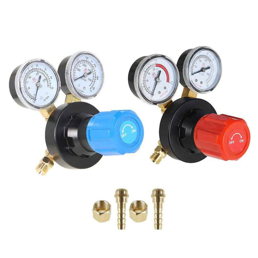 DURAFORCE 2 PCS Dual Welding Gas Gauges,Oxygen CGA-540 Acetylene CGA-510 Regulators