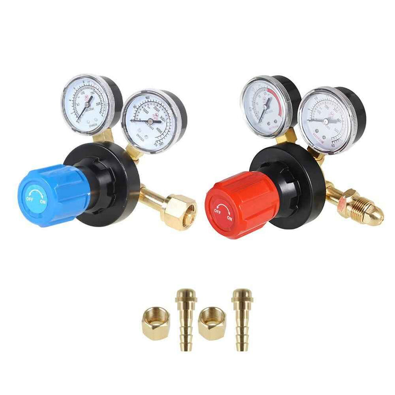 DURAFORCE 2 PCS Dual Welding Gas Gauges,Oxygen CGA-540 Acetylene CGA-510 Regulators