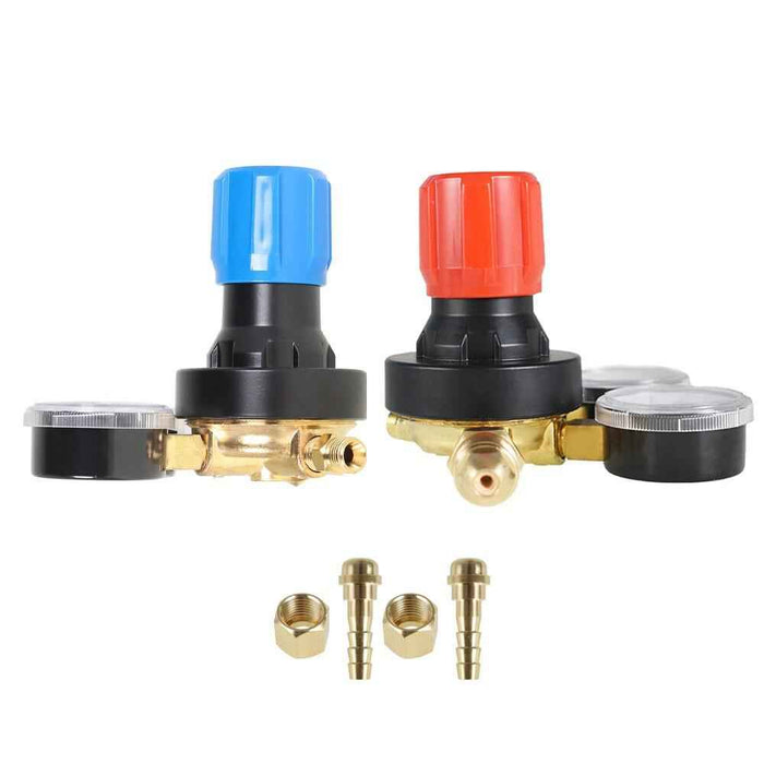 DURAFORCE 2 PCS Dual Welding Gas Gauges,Oxygen CGA-540 Acetylene CGA-510 Regulators