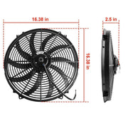 DURAFORCE Black 16"Electric Radiator Fan High 3000 Cfm Thermostat Wiring Switch Relay Kit