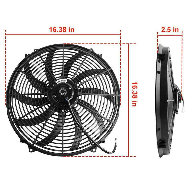 DURAFORCE Black 16"Electric Radiator Fan High 3000 Cfm Thermostat Wiring Switch Relay Kit