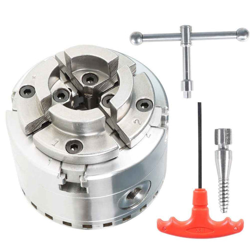 DURAFORCE 2.75" 4-Jaw Self-Centering Keyed Lathe Chuck Set With Thread 1 Inch × 8TPI