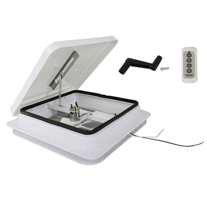 DURAFORCE 14" × 14" White RV Roof Vent Powered Fan W/Remote Control For Camper Trailer 12V