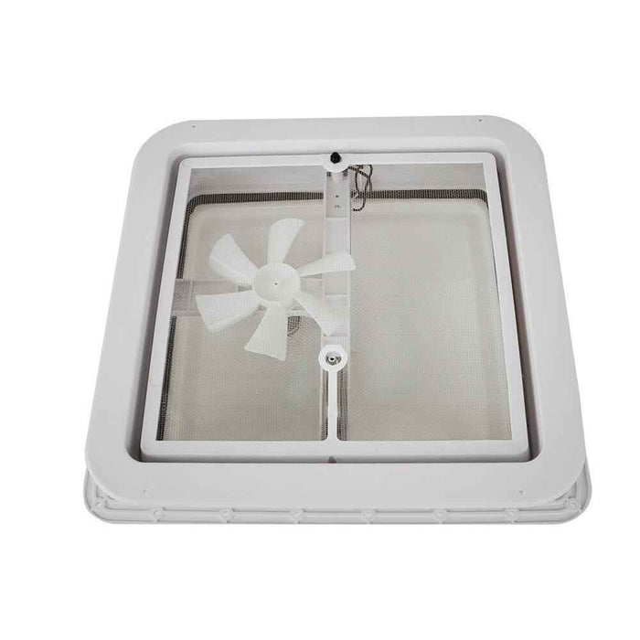 DURAFORCE 14" × 14" White RV Roof Vent Powered Fan W/Remote Control For Camper Trailer 12V