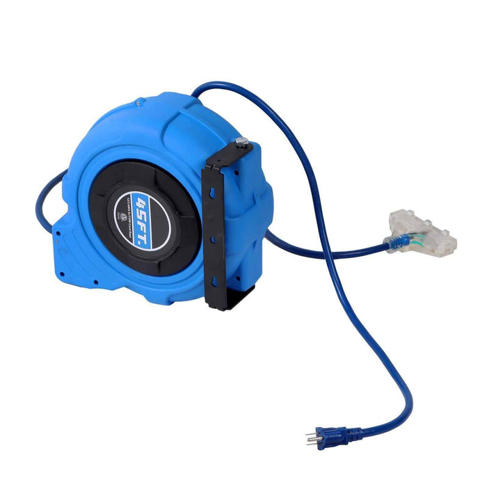 DURAFORCE New 45FT Retractable Extension Cord Reel 12AWG/3C SJTOW Heavy Power Cord Reel