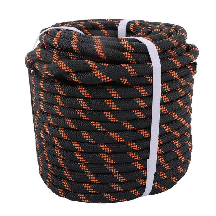 DURAFORCE 1/2"×150' 48 Strand Polyester Braided Rope Caving Camping Hiking Black & Orange