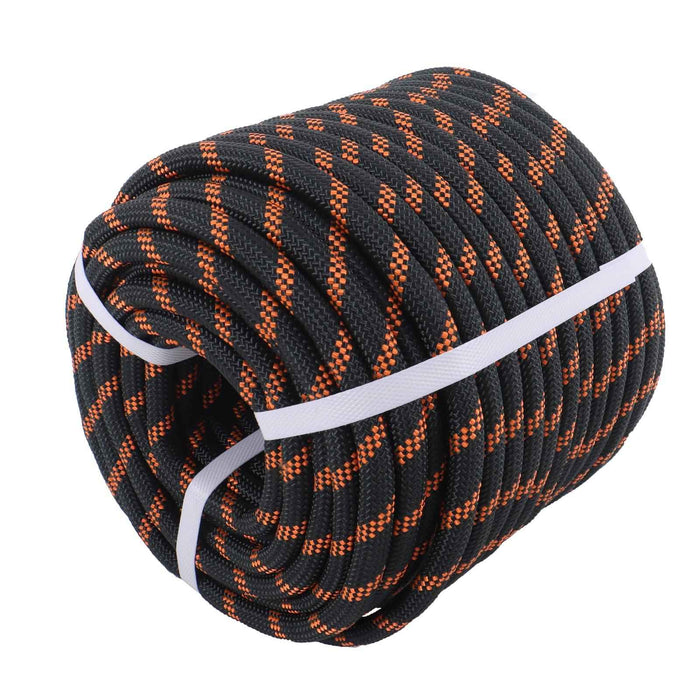 DURAFORCE 1/2"×150' 48 Strand Polyester Braided Rope Caving Camping Hiking Black & Orange