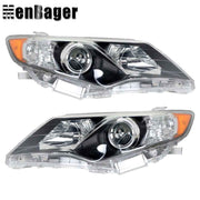 DURAFORCE Headlights Black Halogen For 2012-2013 2014 Toyota Camry L LE SE XLE Left&Right