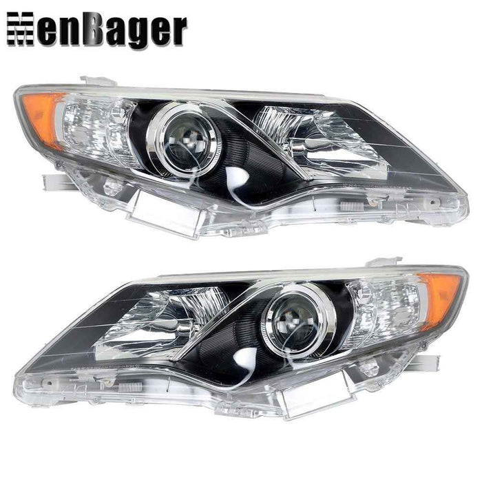 DURAFORCE Headlights Black Halogen For 2012-2013 2014 Toyota Camry L LE SE XLE Left&Right