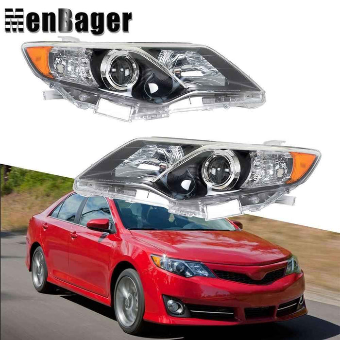 DURAFORCE Headlights Black Halogen For 2012-2013 2014 Toyota Camry L LE SE XLE Left&Right