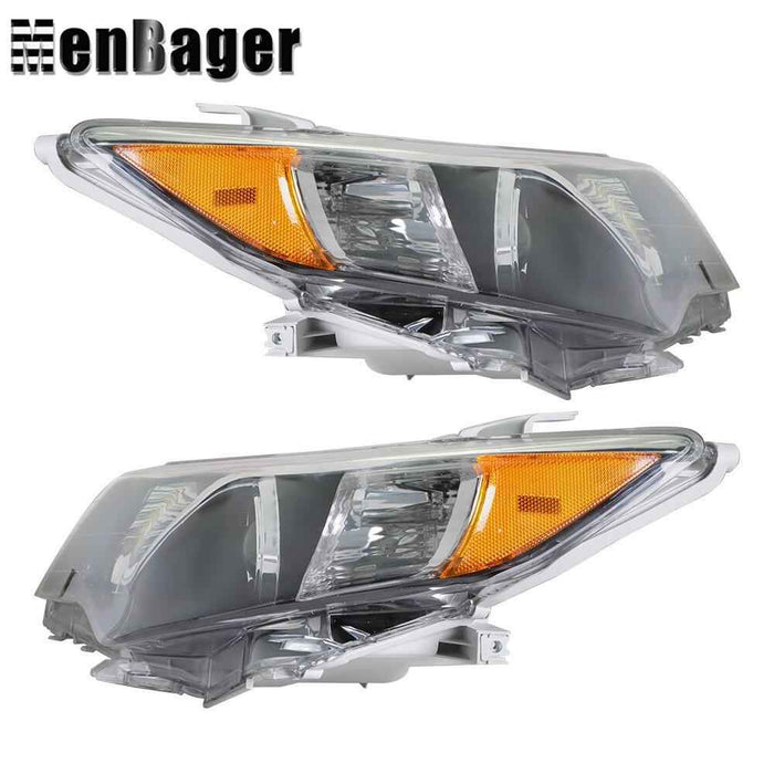 DURAFORCE Headlights Black Halogen For 2012-2013 2014 Toyota Camry L LE SE XLE Left&Right