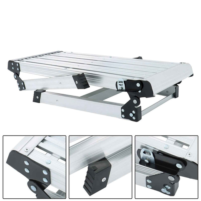 DURAFORCE Aluminum Step Stool 330lbs Non-slip Folding Work Platform Drywall Ladder