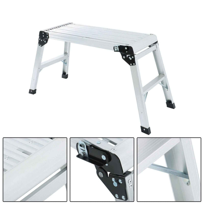 DURAFORCE Aluminum Step Stool 330lbs Non-slip Folding Work Platform Drywall Ladder