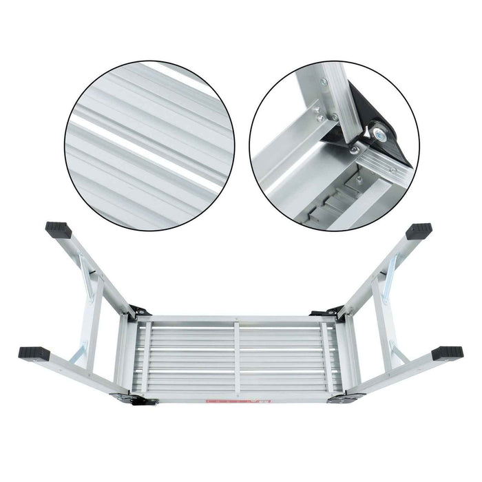 DURAFORCE Aluminum Step Stool 330lbs Non-slip Folding Work Platform Drywall Ladder