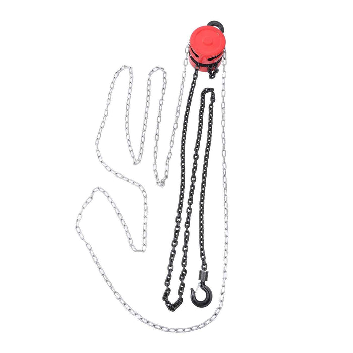 DURAFORCE Manual Chain Hoist | 1 Ton / 2200 lbs Capacity | 10ft Lift | 2 Hooks Red