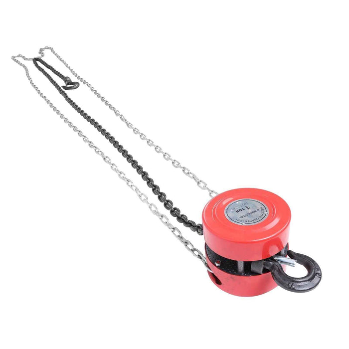 DURAFORCE Manual Chain Hoist | 1 Ton / 2200 lbs Capacity | 10ft Lift | 2 Hooks Red