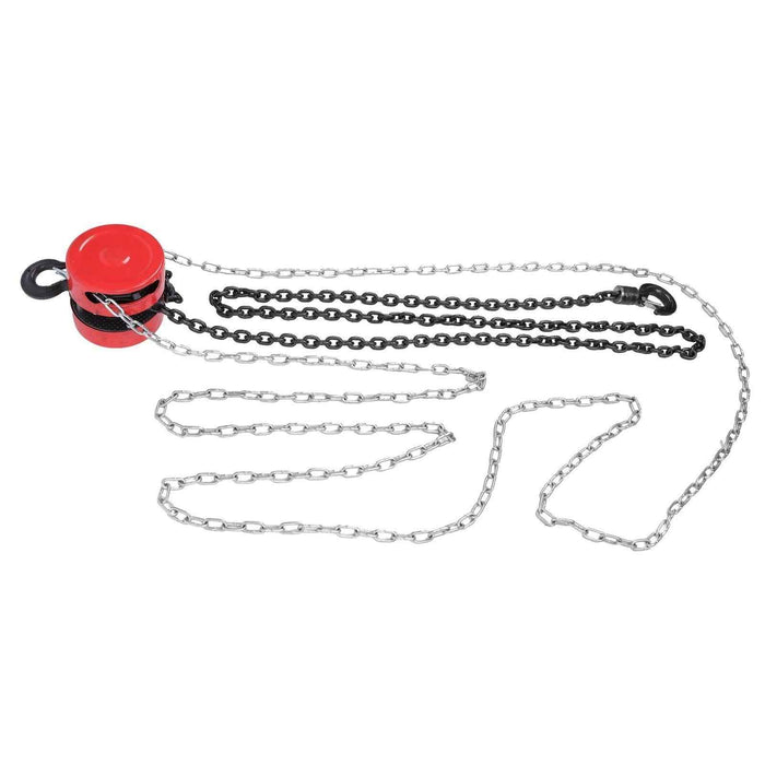 DURAFORCE Manual Chain Hoist | 1 Ton / 2200 lbs Capacity | 10ft Lift | 2 Hooks Red