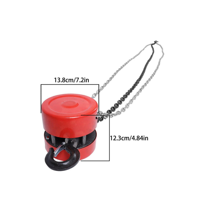 DURAFORCE Manual Chain Hoist | 1 Ton / 2200 lbs Capacity | 10ft Lift | 2 Hooks Red