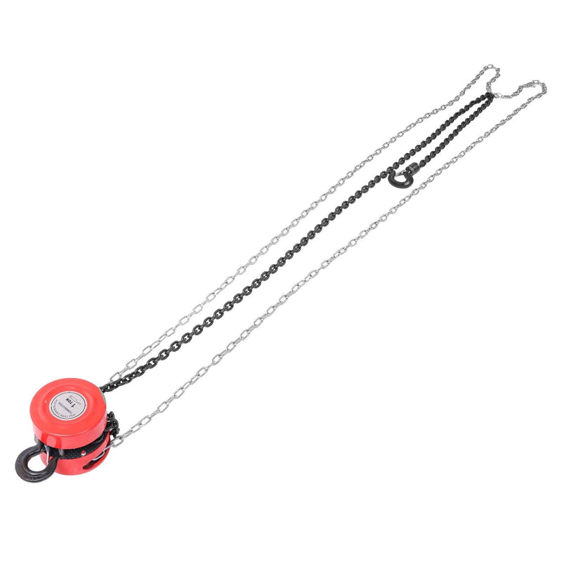 DURAFORCE Manual Chain Hoist | 1 Ton / 2200 lbs Capacity | 10ft Lift | 2 Hooks Red