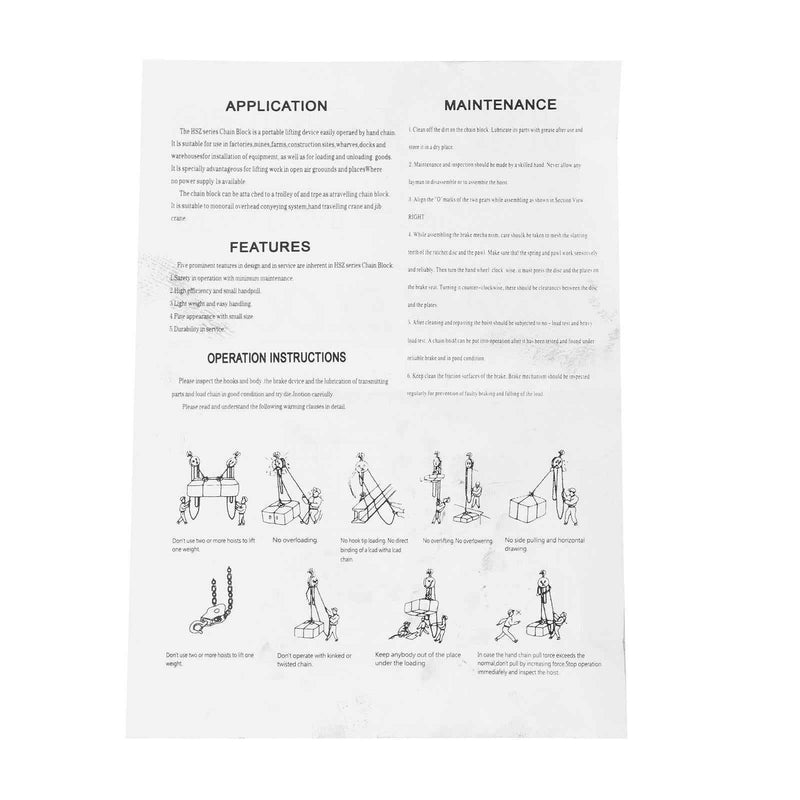 DURAFORCE Manual Chain Hoist | 1 Ton / 2200 lbs Capacity | 10ft Lift | 2 Hooks Red