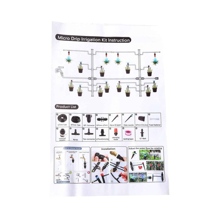 DURAFORCE 169FT Drip Irrigation Kit 1/4 Inch Automatic Patio Mi Greenhouse Watering System