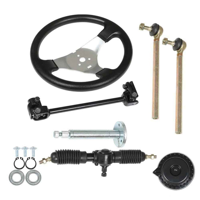 DURAFORCE 32cm Gear Rack Pinion 110cc Go Kart Quad Parts 30cm Steering Wheel Assembly